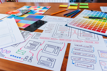 Soft Focus,A team of UI / UX web designers are working together to develop a mobile responsive website with UI UX Front End Designer Previewing.