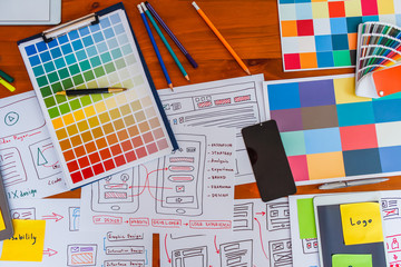 Soft Focus,A team of UI / UX web designers are working together to develop a mobile responsive...