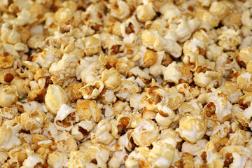 Popcorn close up. Cooked popcorn texture.