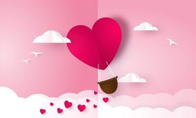 Love and valentine day. Heart air balloon.