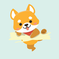 Vector illustration of cute Shiba Inu dog. .