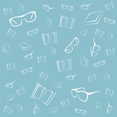 Pattern of glasses and books