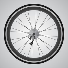 Bicycle wheel. Sample text, exemplary branding.