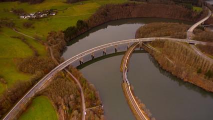 Brücke über den Biggesee Sauerland Luftaufnahme