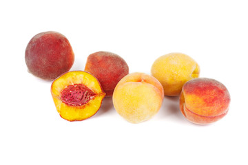 Peach fruits isolated on white background