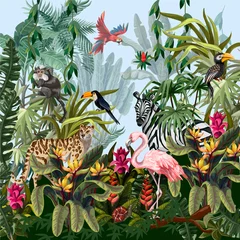  Jungle landschap met wilde dieren. Vector. © Yumeee