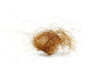 Ball of hair isolated on white background