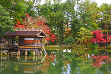 Japanese Garden at Kenrokuen Garden, Kanazawa City, Ishikawa Pref., Japan
