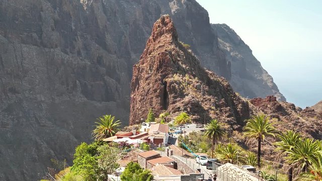 Masca mountain village and gorge on Tenerife island, Canary islands, Spain. Ancient Guanche settlement, before Spanish conquest in 1496