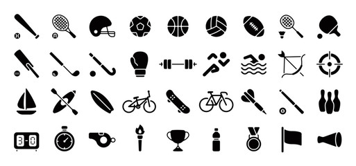 Sports Icon Set (Flat Silhouette Version)