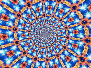 Colorful digital graphic kaleidoscope symmetry mandala style in laser light trial pattern, Tie Dye , spiderweb art abstract background for art projects, banner, business,   card, 3D, template