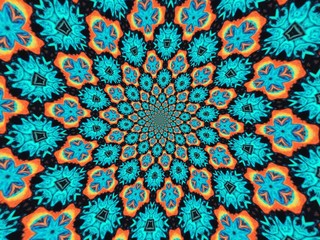 Colorful digital graphic kaleidoscope symmetry mandala style in laser light trial pattern, Tie Dye , spiderweb art abstract background for art projects, banner, business,   card, 3D, template