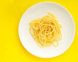 pasta, spaghetti or bucatini (ingredients, serving portion of food ). menu concept. food background. copy space. Top view