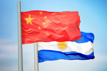 Flags of China and Argentina