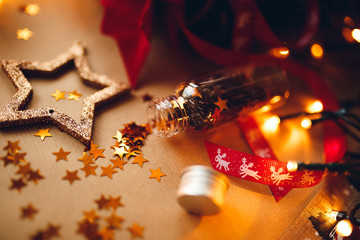 christmas background with lights and stars