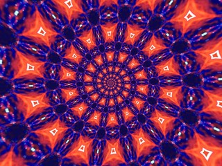 Colorful digital graphic kaleidoscope symmetry mandala style in laser light sunray trial pattern, Tie Dye , spiderweb art abstract background for art projects, banner, business,   card, 3D, template