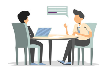 Man on a job interview vector isolated. Business people