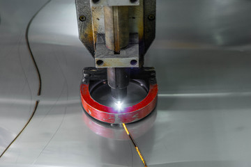 Laser cutting torch machine. Metalworking. Production of chimneys.