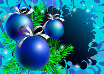 Naklejka na ściany i meble Background with blue Christmas balls. Vector illustration