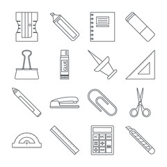 Stationery line icon collection vector isolated. Office and school