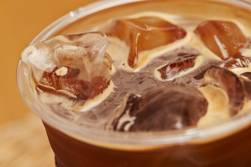 Iced coffee in plastic cup