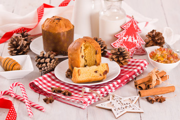 Panettone, italian christmas cake.	