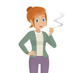 women Smoking a Cigarette.
