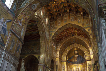 Mosaics in interior of Monreale Cathedral