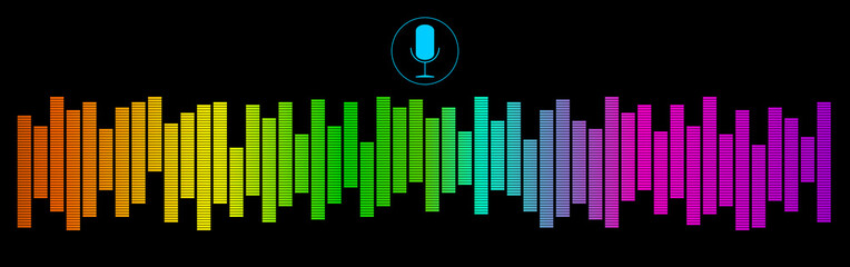 Voice Recognition with a microphone and soundwaves - illustration