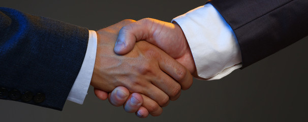 Man in suit shake hand as hello in office