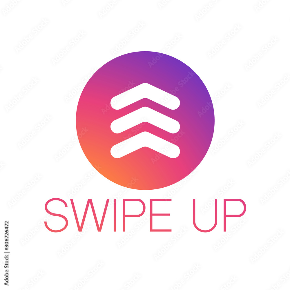 Poster swipe up, arrow up buttons colorful gradient. text swipe up. social media concept. vector illustrati