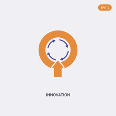 2 color innovation concept vector icon. isolated two color innovation vector sign symbol designed with blue and orange colors can be use for web, mobile and logo. eps 10.