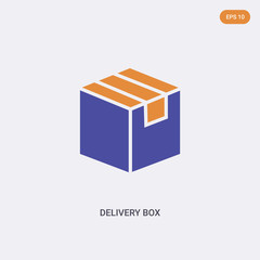 2 color Delivery box concept vector icon. isolated two color Delivery box vector sign symbol designed with blue and orange colors can be use for web, mobile and logo. eps 10.
