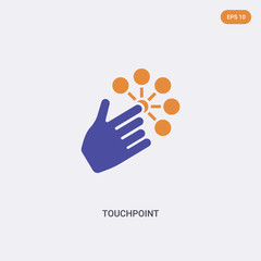 2 color Touchpoint concept vector icon. isolated two color Touchpoint vector sign symbol designed with blue and orange colors can be use for web, mobile and logo. eps 10.