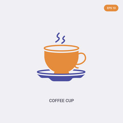 2 color Coffee cup concept vector icon. isolated two color Coffee cup vector sign symbol designed with blue and orange colors can be use for web, mobile and logo. eps 10.