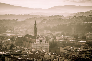 Beautiful view of the Cathedral of Santa Croce and Belltower in Florence, Tuscany, Italy