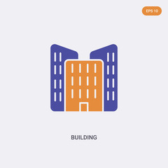 2 color Building concept vector icon. isolated two color Building vector sign symbol designed with blue and orange colors can be use for web, mobile and logo. eps 10.