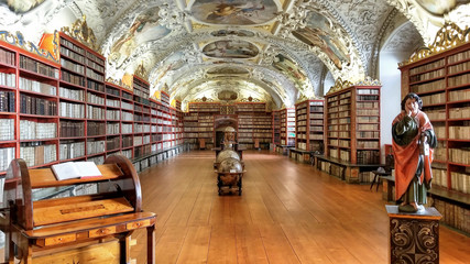 PRAGUE - Strahov Convent Library, CZECH REPUBLIC - obrazy, fototapety, plakaty