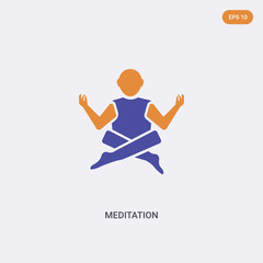 2 color meditation concept vector icon. isolated two color meditation vector sign symbol designed with blue and orange colors can be use for web, mobile and logo. eps 10.