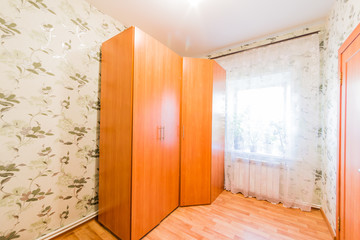Russia, Moscow- July 25, 2019: interior room apartment. standard repair decoration in hostel