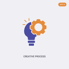 2 color creative process concept vector icon. isolated two color creative process vector sign symbol designed with blue and orange colors can be use for web, mobile and logo. eps 10.