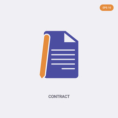 2 color Contract concept vector icon. isolated two color Contract vector sign symbol designed with blue and orange colors can be use for web, mobile and logo. eps 10.