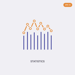 2 color statistics concept vector icon. isolated two color statistics vector sign symbol designed with blue and orange colors can be use for web, mobile and logo. eps 10.