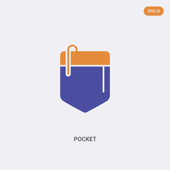 2 color Pocket concept vector icon. isolated two color Pocket vector sign symbol designed with blue and orange colors can be use for web, mobile and logo. eps 10.