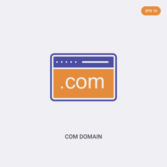 2 color com domain concept vector icon. isolated two color com domain vector sign symbol designed with blue and orange colors can be use for web, mobile and logo. eps 10.