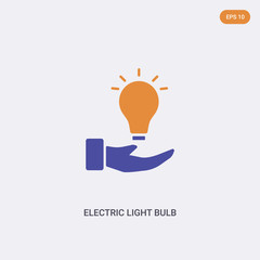 2 color Electric light bulb concept vector icon. isolated two color Electric light bulb vector sign symbol designed with blue and orange colors can be use for web, mobile and logo. eps 10.