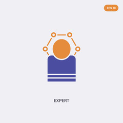 2 color Expert concept vector icon. isolated two color Expert vector sign symbol designed with blue and orange colors can be use for web, mobile and logo. eps 10.