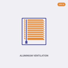 2 color aluminium ventilation concept vector icon. isolated two color aluminium ventilation vector sign symbol designed with blue and orange colors can be use for web, mobile and logo. eps 10.