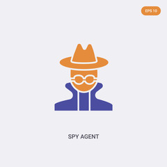 2 color Spy Agent concept vector icon. isolated two color Spy Agent vector sign symbol designed with blue and orange colors can be use for web, mobile and logo. eps 10.