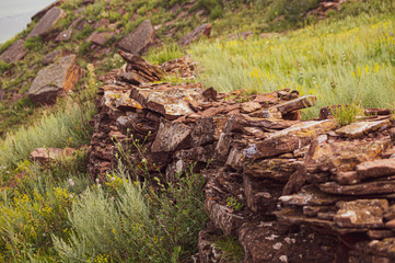 Fototapeta na wymiar The remains of an ancient wall